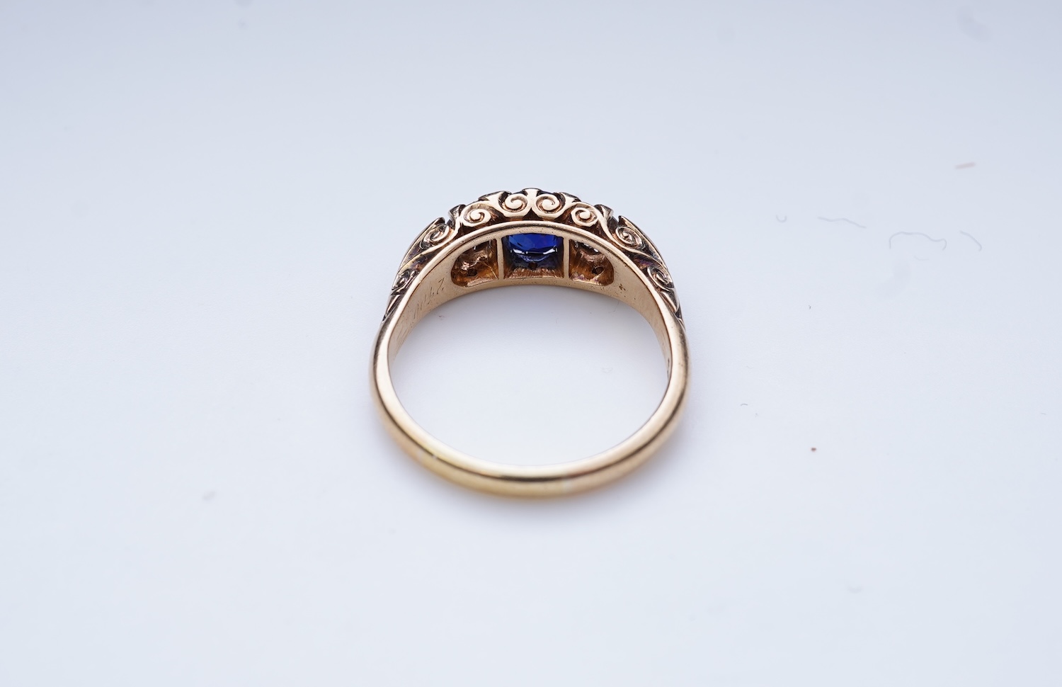A sapphire and diamond ring, circa 1902
